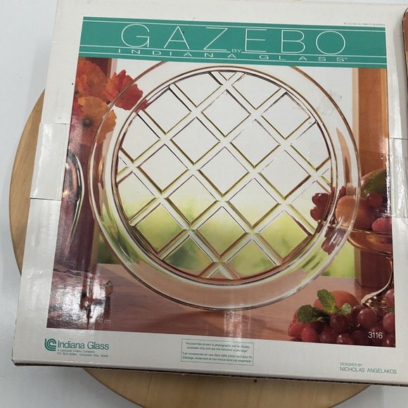 Vtg Indiana Glass 12" Heavy Round Flat serving Platter Clear w/ Diamond Under - Picture 7 of 10